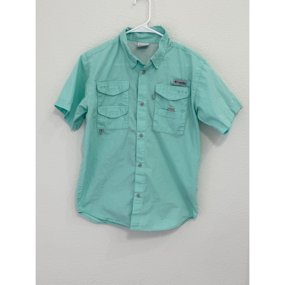 Columbia PFG Kids XL 18/20 Seafoam Green‎ Short Sleeve Fishing Shirt
